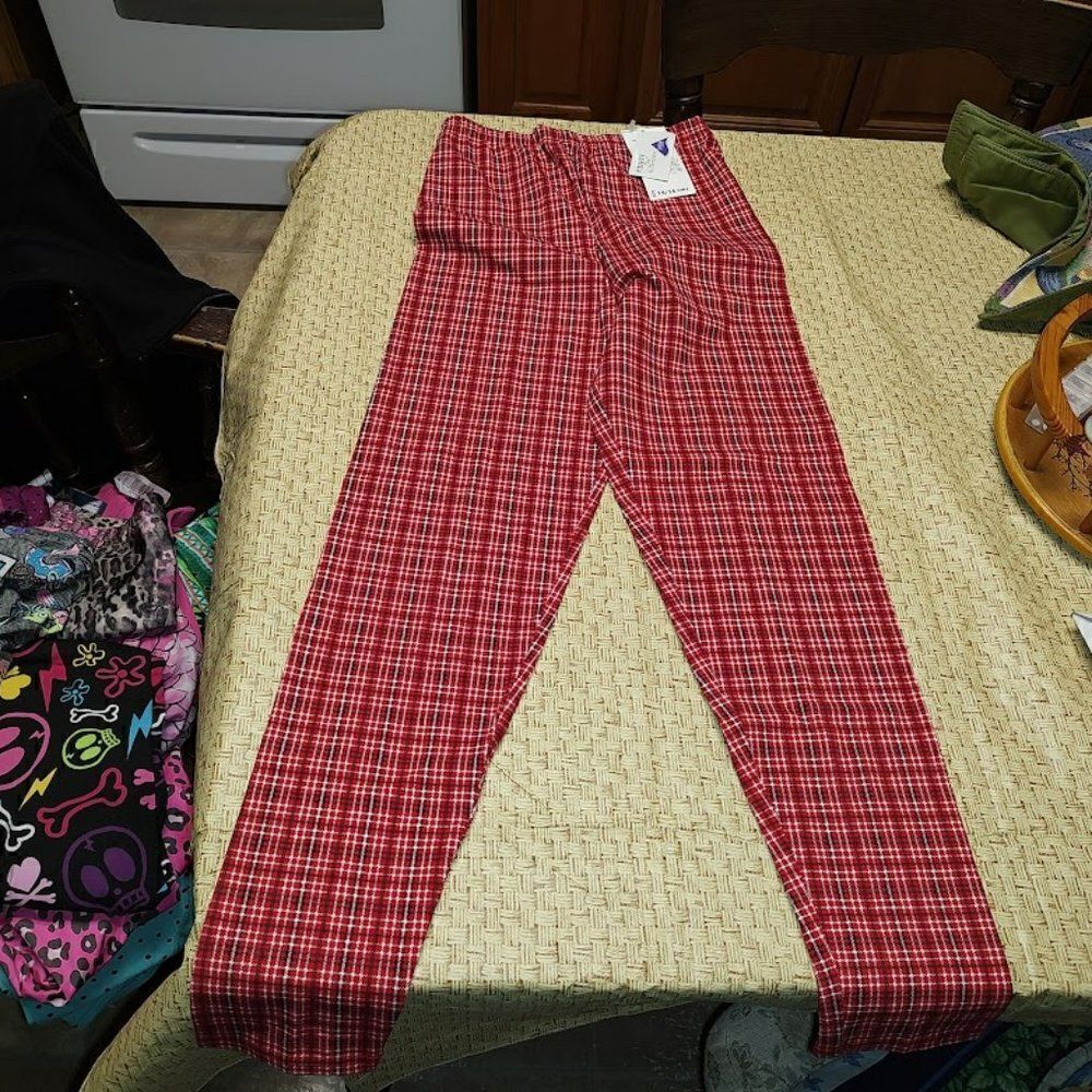 New Basic editions Red Plaid Leggings Size Girl's 14/16